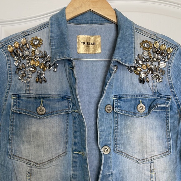 Tristan women's embellished denim jacket size L absolutely gorgeous - Picture 4 of 6